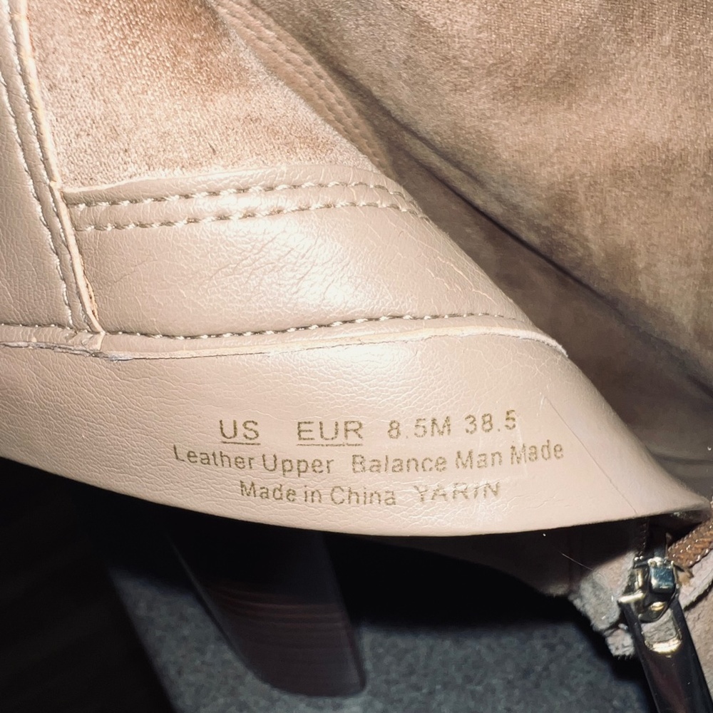 Sam Edelman Tan Suede Leather Yarn Peep Toe Ankle Booties women's size 8.5 - Picture 7 of 8